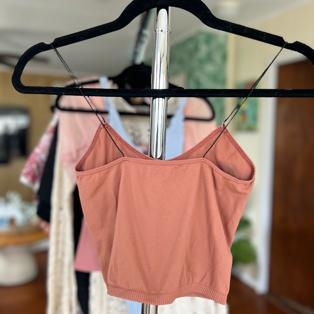 Free People Brami Skinny Strap Tank Copper Brown Tan Crop Top Sz XS/S - Picture 9 of 9